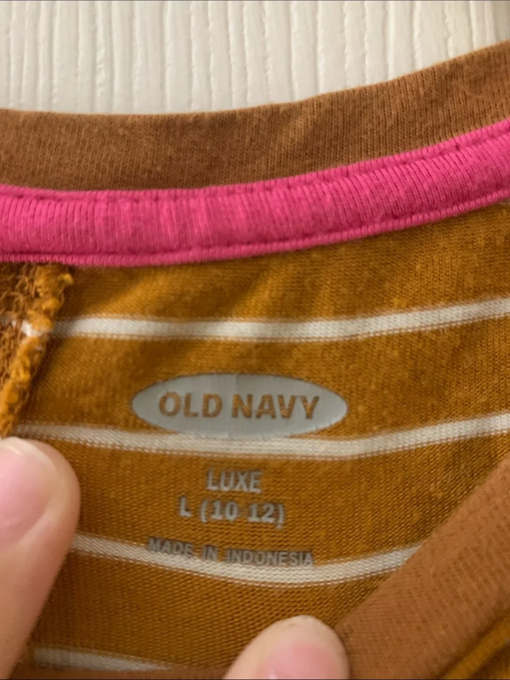 Old Navy Mustard Orange and White Striped Long-Sleeve Tee